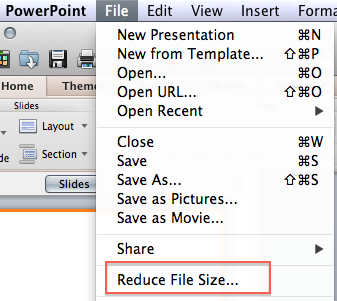 decrease the pdf size for powerpoint in mac