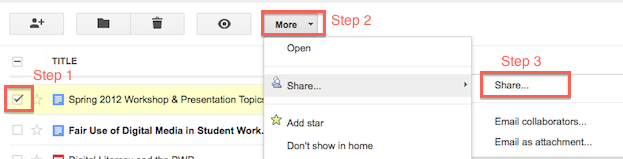 share menu in Google Docs