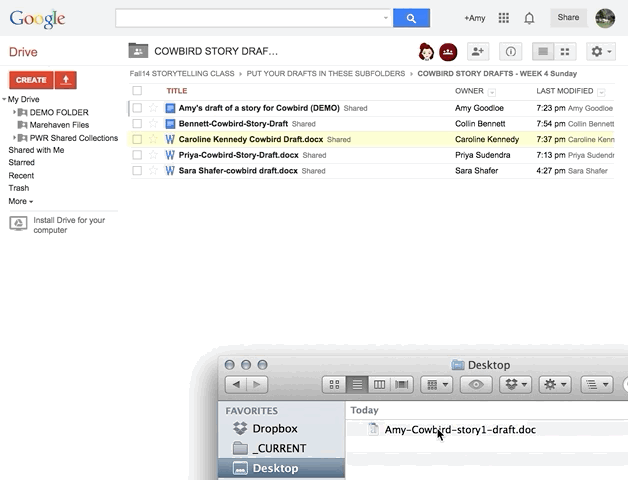 HOW TO – Put your file into a shared folder on Google Drive | Digital Writing 101