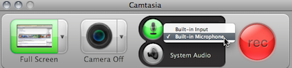 Camtasia record ribbon