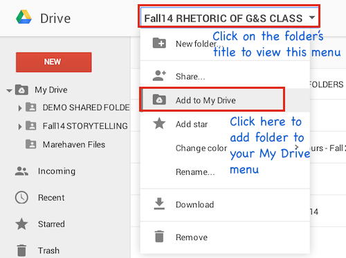 how to add to a folder google drive