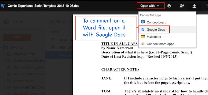 open google drive document in word