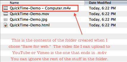 Quicktime web export folder
